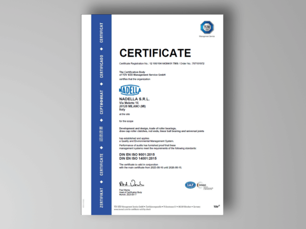 Nadella ISO:9001 Certification